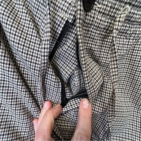 H&M M plaid Patterned work Pants elastic waist - Picture 8 of 13